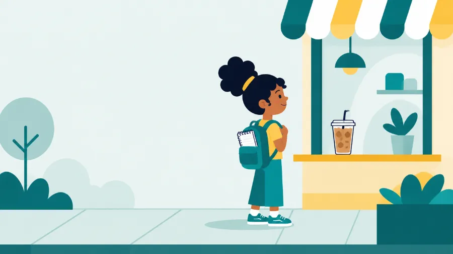 Illustrated iced coffee for a sample mission